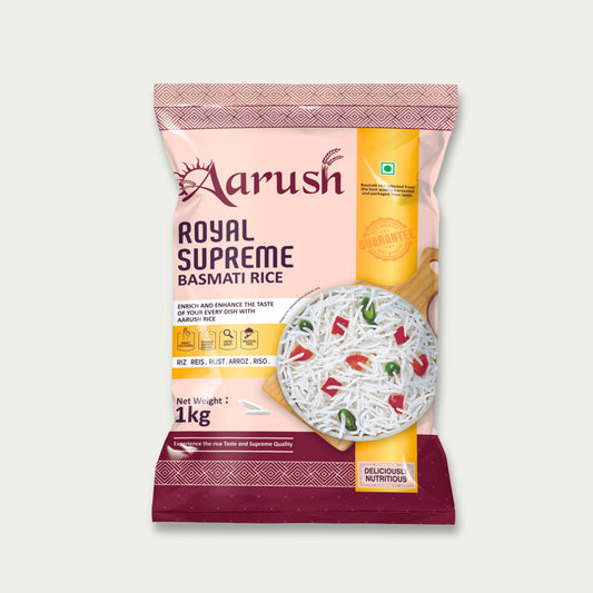 Aarush Royal Supreme Basmati Rice  Extra Long Grain, Naturally Aged (1kg, 5kg, 30kg)
