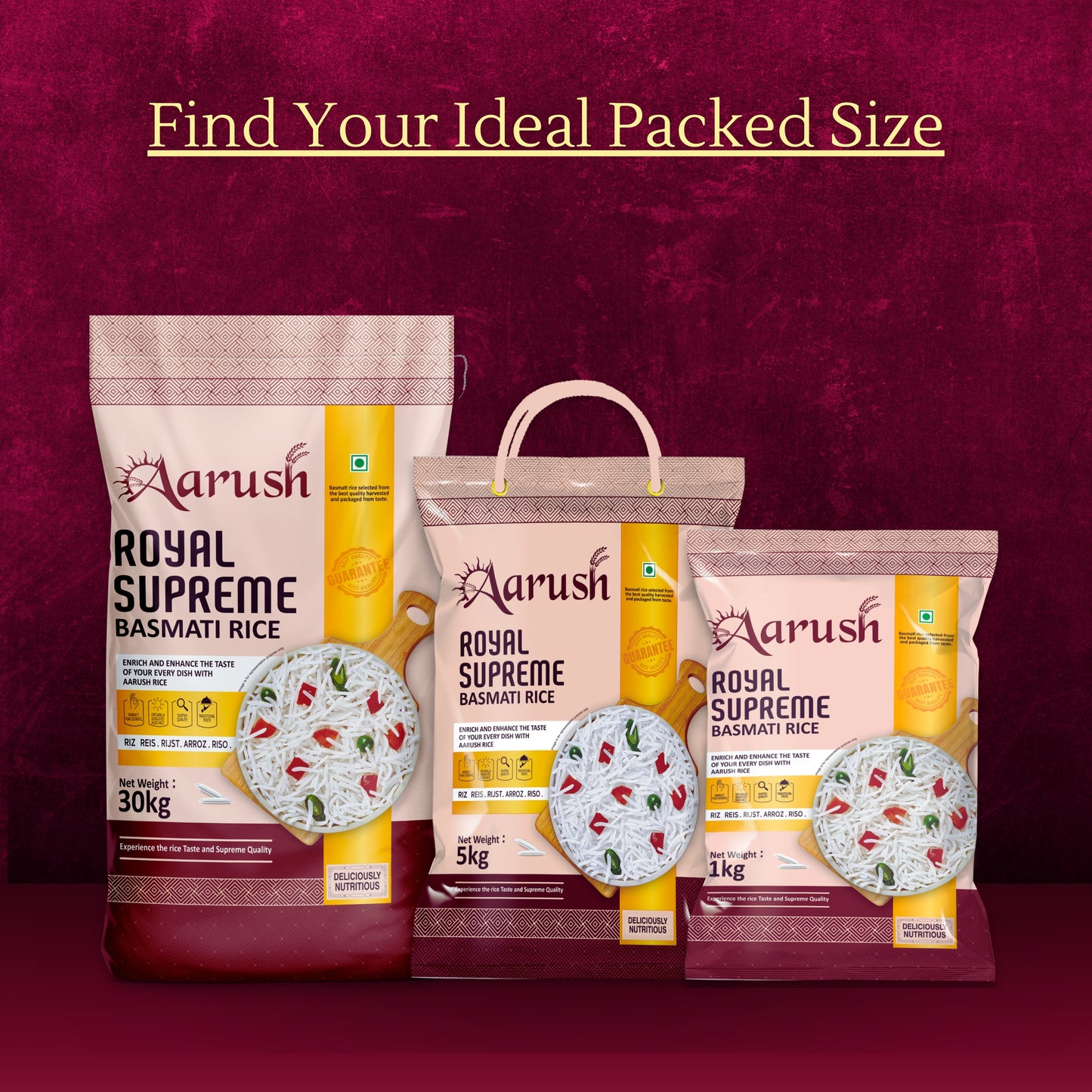 Aarush Royal Supreme Basmati Rice  Extra Long Grain, Naturally Aged (1kg, 5kg, 30kg)